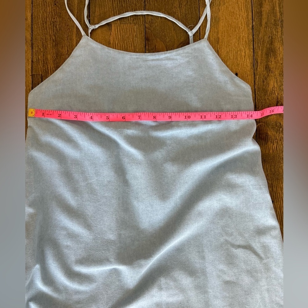 SAGE The label Chambray Blue Sleeveless Maxi Dress Pockets Spaghetti Straps - Picture 15 of 17